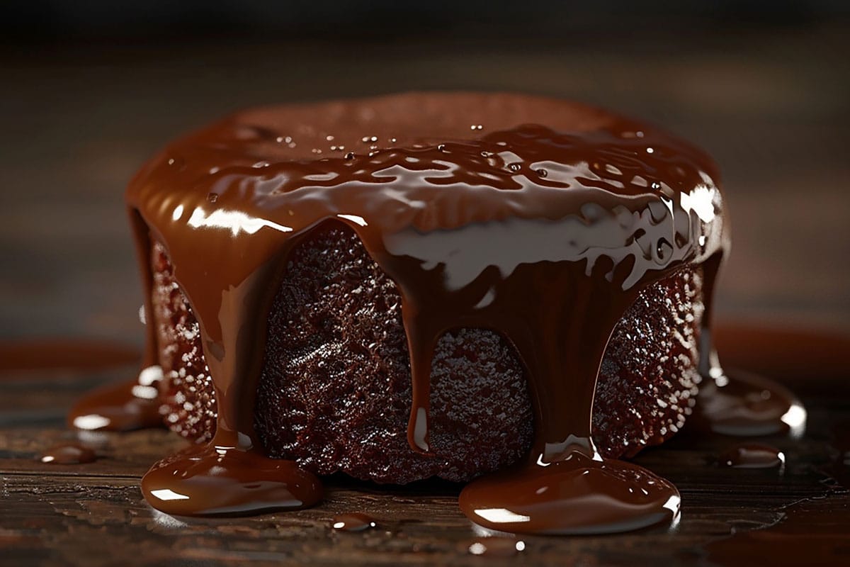 Bolo de Chocolate com Calda de Brigadeiro